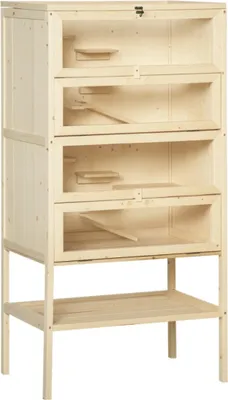 Image de Cage à hamster en bois à 5 étages, cage pour rongeurs Nagarium, cage pour petits animaux avec toit grillagé et rampes, grande cage en bois pour souris, cage pour hamsters et hamsters nains