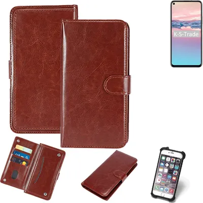 Produktbild von K-S-Trade 360° Hülle kompatibel mit Huawei Honor 20 Pro braun Kunstleder Case BookCase WalletCase Kunstlederederhülle Handyhülle, Rundumschutz