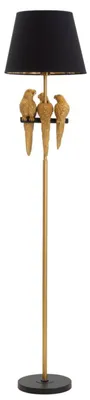 Image de Lampadaire Perroquet - Lampe Sur Pied E27 En Métal Doré Et Abat-Jour En Tissu Noir Ø 37 X 164,5 Cm - Design Glamour