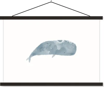 Produktbild von MuchoWow® Textilposter Pottwal - Tiere - Aquarell - Illustration 90x60 cm mit schwarzem Rahmen - Aufhängungssatz