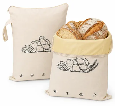 Produktbild von Set aus 2 Wiederverwendbaren Bienenwachsbrotbeuteln mit Reißverschluss