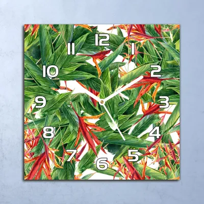 Produktbild von Deko Glasuhr Wanduhr 30x30 Exotische Blume Quarz Küchenuhr Bürouhr