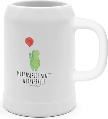 Produktbild von Mr. & Mrs. Panda Krug Schildkröte Luftballon - Weiß - Geschenk, Motivationsspruch, Bier Humpen, Seidel, Schildkröten, Steinbierkrug
