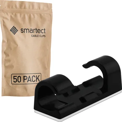 Produktbild von smartect Kabelhalter selbstklebend 3x1,1 cm zum befestigen von USB-, Strom- und Ladekabeln, Schwarz, 50 Stück