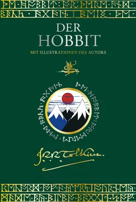 The cover of a book titled 'Der Hobbit' with illustrations by the author.