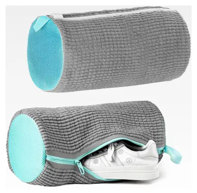 Produktbild von 2 Stück Schuhwaschbeutel für die Waschmaschine, wiederverwendbare Wäschenetze für Schuhe, weich, für Sportschuhe und Stoffschuhe (Grau)