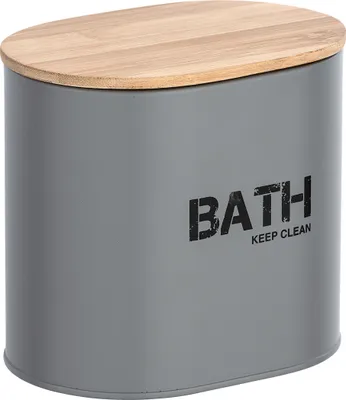 Produktbild von WENKO Bad Box GARA Aufbewahrungs Bambus Deckel Organizer grau WC Dosen Küchen