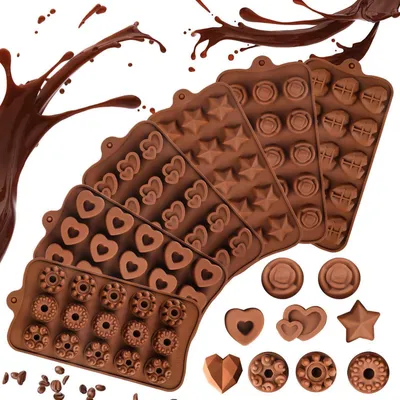 Produktbild von 6-teiliges Schokoladenform-Set Silikon BPA-frei Antihaft Gummibärchenform für Backen
