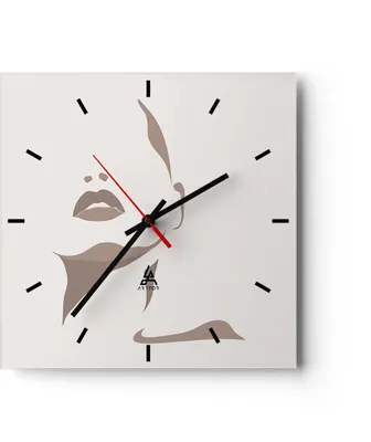 Produktbild von Wanduhr - Quadrat - Glasuhr - Boho Frau Mund - 30x30cm - Schleichendes Uhrwerk - Lautlos - zum Aufhängen bereit - Dekoration Modern - Wanddekoration aus Glas - C3AC30x30-4759