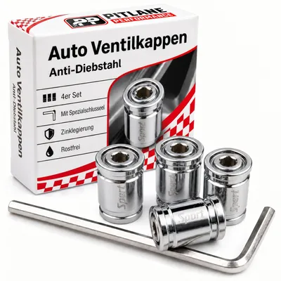 Produktbild von Schrader Ventilkappen NitroCaps mit Diebstahlschutz 4er Set: Silber Farbe: Silber