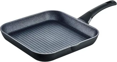 Productafbeelding van Grillpan Aluminium - Koekenpan Grill - Binnen Grillen - Krasbestendige Antiaanbaklaag - 28 cm - Zwart
