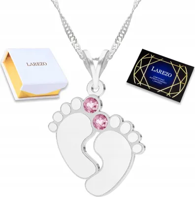 Productafbeelding van Zilveren babyvoetjes collier met zirkonia. Zilver 925