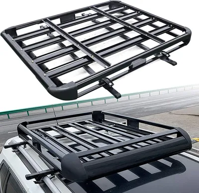 Zdjęcie produktu dla Bagażnik dachowy Uniwersalny Bagażnik dachowy Lekki Aluminiowy Bagażnik dachowy Kosz dachowy Bagażnik dachowy 130x101cm Bagażnik dachowy 68kg Czarny