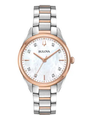 Produktbild von Bulova 98P183 Damen-Armbanduhr, Edelstahl-Gehäuse, Metall-Armband