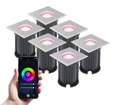 Produktbild von V-TAC LED Bodeneinbaustrahler 5,5W 345lm RGBWW IP67 Edelstahl 6er Set