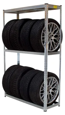 Produktbild von Reifenregal für 8 Reifen, 795 kg, 180x120x40 cm, höhenverstellbar, mit Gummischutz und Kantenschutz