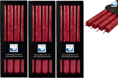 Produktbild von 3 x 4 Stearin Stabkerzen Dunkelrot 250 x 22 mm Kerzenfarm Kerzen Candle Set