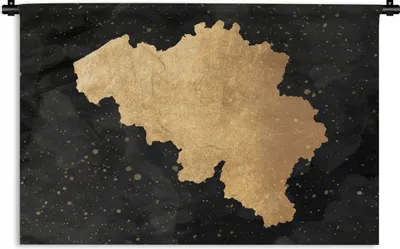 Produktbild von MuchoWow® Wandteppich Wandbehang Karte - Belgien - Gold 90x60 cm Tapisserie Dekoration Wandtuch - Wandskulpturen - Bildteppich