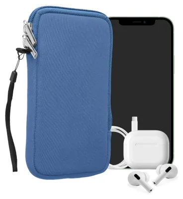Produktbild von kwmobile Neopren Handytasche für Smartphones XL - 6,7/6,8" - Handy Tasche mit Reißverschluss - Handyhülle universal Azurblau