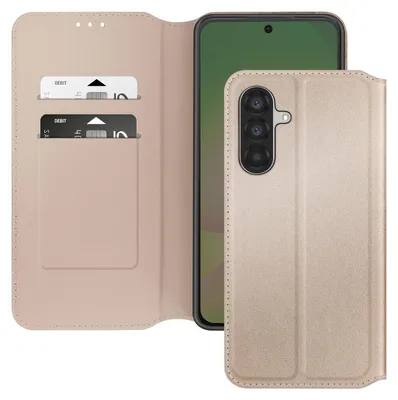 Image de Avizar, étui à rabat avec pochette pour cartes et support pour Samsung Galaxy A37, doré