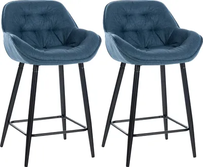 Produktbild von 2er Set Barhocker HLO-CP260 Stoff  blau