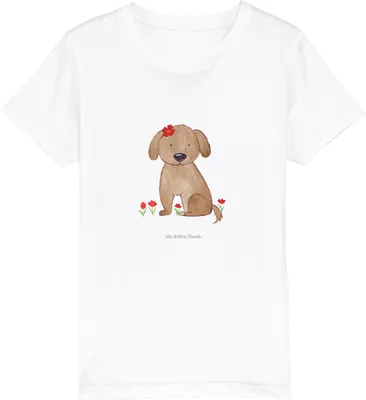 Produktbild von Mr. & Mrs. Panda Kleinkinder T-Shirt Hund Dame 7-8 Jahre (122/128) - Weiß - Geschenk, Vierbeiner, Hunde, Niedlich, Kindershirt, Teenager, Sprüche, Shirts für Kinder, Bio