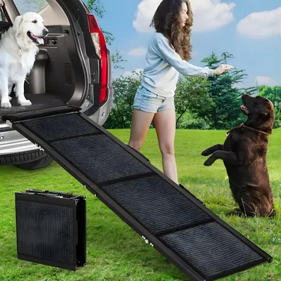 Produktbild von Hundeauffahrrampe 180x43 cm - Faltbare Anti-Rutsch Rampe für Auto & SUV - Bis 120 kg