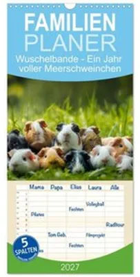 Image de Agenda familiale 2027 - "Wuschelbande" - Une année pleine de cochons d'Inde, avec 5 colonnes (calendrier mural, 21 x 45 cm) CALVENDO