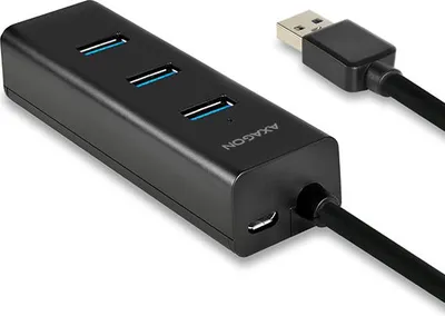 Zdjęcie produktu dla Axagon HUE-S2B, USB 3.2 Gen 1 (3.1 Gen 1) Type-A, USB 3.2 Gen 1 (3.1 Gen 1) Type-A, 5000 Mbit/s, Czarny, Plastik, 0,3 m