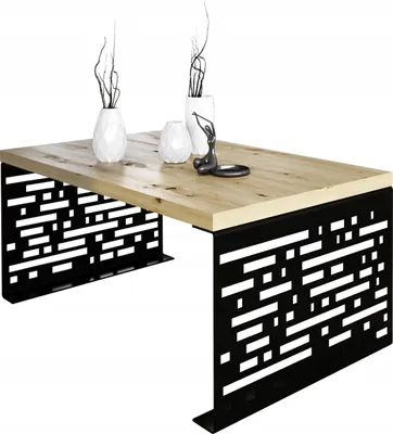 Zdjęcie produktu dla Designerski stolik kawowy ława do salonu nowoczesny stolik loft metalowa podstawa
