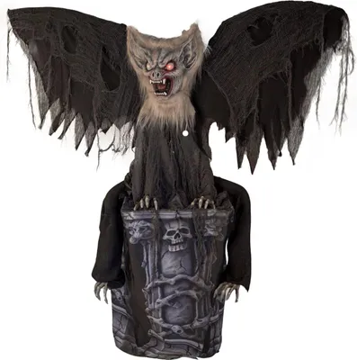 Produktbild von Halloween Dekofigur "Wasserspeier Fledermaus" Animiert | 146 cm