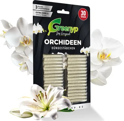 Produktbild von Greenyp 90x Orchideen Düngestäbchen I Universal NPK Orchideendünger für kraftvolle Blüten I Langzeitdünger mit Extra Eisen und 3 Monate Düngekraft.