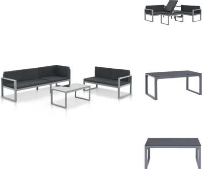 Produktbild von vidaXL Garten-Sofagarnitur 3-tlg. mit Kissen Aluminium Schwarz -  Gartenmöbel-Sets