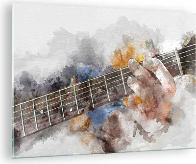 Produktbild von Bilder auf glas - Gitarre Musik - 70x50cm - Glasbilder - Wandbilder - Bilder - Kunstdruck - zum Aufhängen bereit - Wanddekoration aus Glas - Glas Bilder - Wandbild auf Glas - Einteilig - GAA70x50-3448