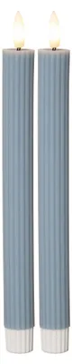 Image de Set de bougies LED Star (2 pièces) - Bougies en cire véritable avec flamme vacillante, lumière blanche chaude, fonction minuterie, fonctionne sur piles (non incl.) - pour l'intérieur (bleu-gris)
