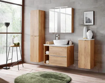 Produktbild von Badmöbel Set 6-tlg Badezimmerset PERUGIA Eiche Set.1 ohne Waschbecken
