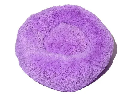 Productafbeelding van Hondenbed, kattenbed, pluizig, rond, 100 cm, paars, van pluche