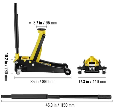 Imagen del producto de Gato hidráulico - Carro elevador para vehículos - Gato para automóviles - Gato hidráulico - Gato para vehículos - Capacidad de elevación de 3 toneladas - Bomba de doble pistón