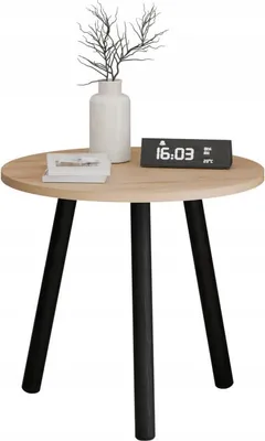 Zdjęcie produktu dla Kawowy Okrągły Stolik Ława Loft Industrial Salon 55 cm