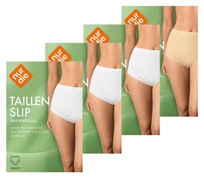 Produktbild von NUR DIE Damen Taillenslip Baumwolle GOTS- 4-Pack weiß,beige1 - Größe 44-46