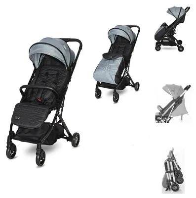 Produktbild von Lorelli Kinderwagen Myla Aluminiumrahmen Korb Fußsack klappbar mit Zusatzgriff hellblau