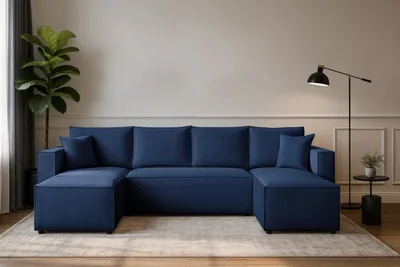 Produktbild von Couchgarnitur Eckcouch CAPRI U-Form, Schlaffunktion, CORD Stoff, Bettkasten und Seitenlehnen
