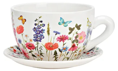 Productafbeelding van Bloempot mok van gekleurd keramiek (B/H/D) 25x14x23cm
