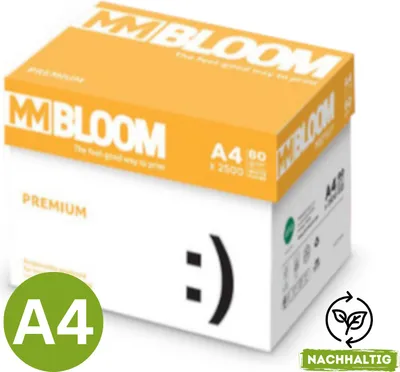 Produktbild von Kopierpapier MM Bloom Premium  Druckerpapier A4 Papier 80g weiß, 2500 Blatt