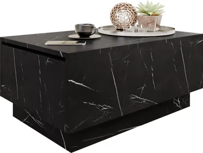 Produktbild von MIRJAN24 Couchtisch Moon 90x60, Wohnzimmer Kaffeetisch mit Stauraum, Gasdruckfeder (Farbe: Marmor Black Royal)