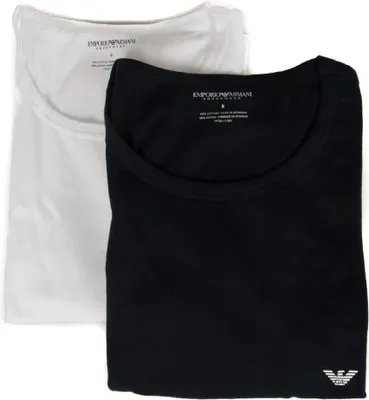 Produktbild von Packung mit 2 EMPORIO ARMANI Kurzarm-T-Shirts mit Rundhalsausschnitt für Männer Artikel 111267 7P722, M, Cotone 100%