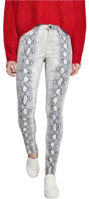 Imagen del producto de Pantalón de tela para mujer de la marca Urban Classics, modelo "Ladies Snake Stretch Twill", corte ajustado ("skinny"), color crema/gris, talla XS