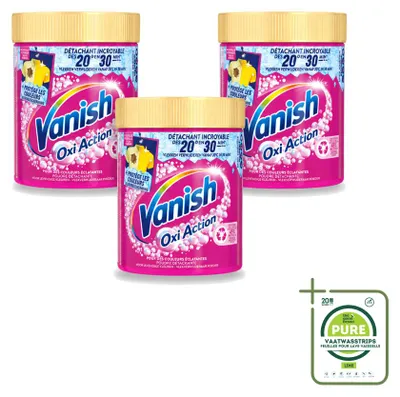 Produktbild von 3 x Vanish Oxi Action Waschbooster Pulver für Buntwäsche - 470 g - Großpackung - 3 Stücke
