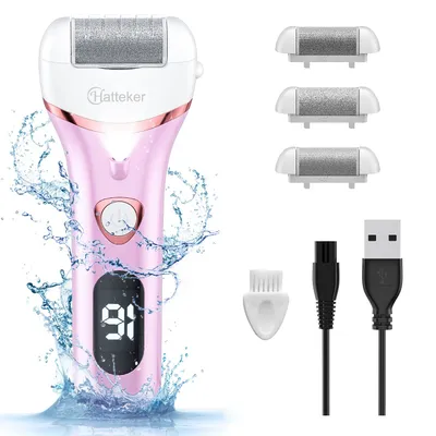 Produktbild von HATTEKER Elektrischer Fußschleifer HT-555 mit LED-Display – 3 Schleifköpfe, wasserdicht, USB-Ladung, Hornhautentferner Rosa