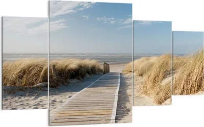 Produktbild von Bild auf Leinwand - Leinwandbild - Strand Meer Fußgängerbrücke Ufer - 160x90cm - Wand Bild - Wanddeko - Leinwanddruck - Bilder - Kunstdruck - Leinwand bilder - Wandkunst - DL160x90-2657